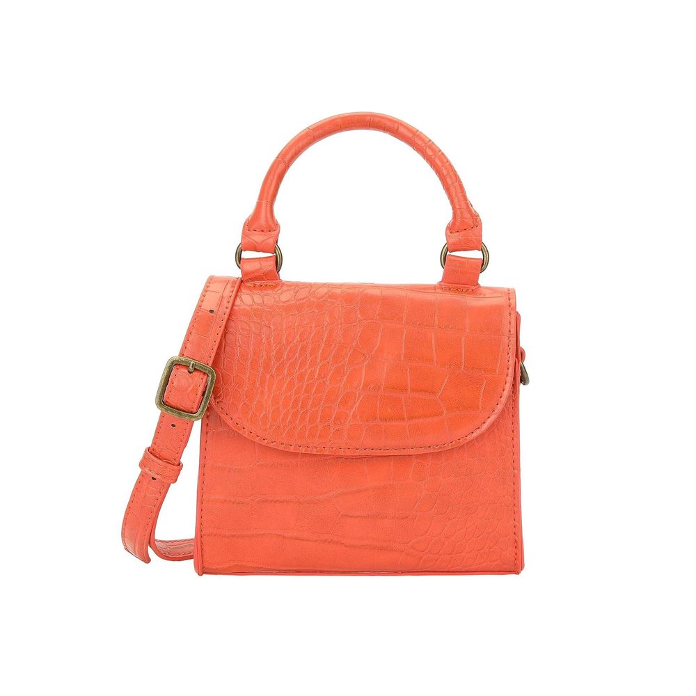 Orange Mini Top Handle Bag Faux Leather Small Crossbody Purse Girls ^_^